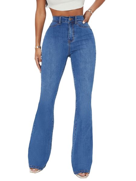 high waist flare leg jeans m1gv#, Blue
high waist flare leg jeans m1gv#, Blue