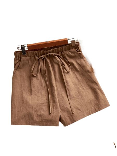 elastic waist knot front shorts c4nk#, White;black