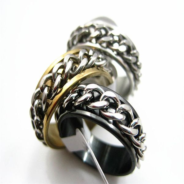 whole 100pcs/lot men's women's silver golden black tone stainless steel chain spinner fashion jewelry rings high gra2896
whole 100pcs/lot men's women's silver golden black tone stainless steel chain spinner fashion jewelry rings high gra2896