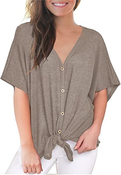 women's & tees loose shirt short-sleeved v-neck button-down t-shirt front lace-up casual jacket, White
women's & tees loose shirt short-sleeved v-neck button-down t-shirt front lace-up casual jacket, White