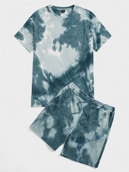 men tie dye tee & drawstring waist track shorts set w9ne#, Gray
men tie dye tee & drawstring waist track shorts set w9ne#, Gray