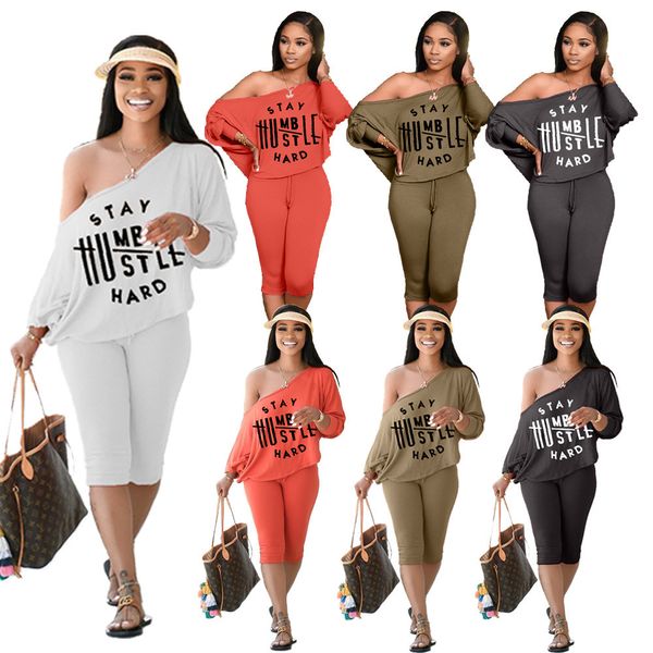 womens 2 piece casual outfits tracksuits letter printed off shoulder loose t shirt shorts jogger short sleeve pullover crew neck bikers set, Gray 
womens 2 piece casual outfits tracksuits letter printed off shoulder loose t shirt shorts jogger short sleeve pullover crew neck bikers set, Gray