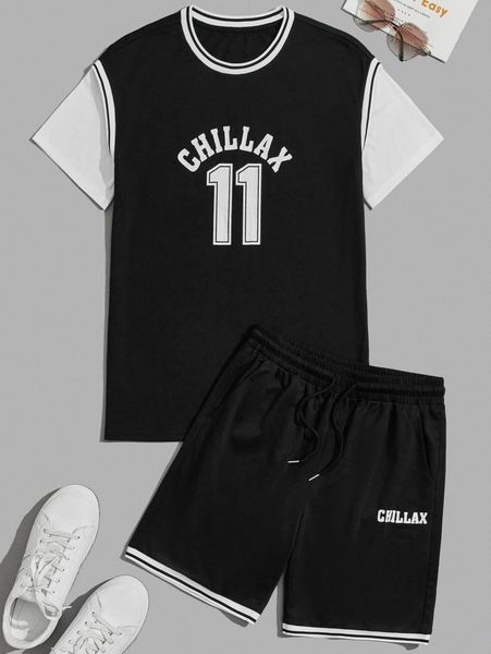 men letter graphic 2 in 1 tee & drawstring waist shorts 21ru#, Gray
men letter graphic 2 in 1 tee & drawstring waist shorts 21ru#, Gray