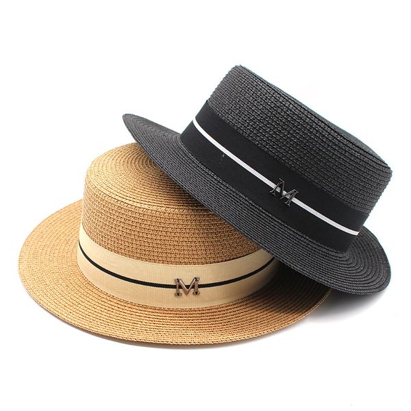 2022 spring summer romantic straw hat flat m letter men and women white hats british sun protection beach holiday cap 5 colors, Blue;gray
2022 spring summer romantic straw hat flat m letter men and women white hats british sun protection beach holiday cap 5 colors, Blue;gray
