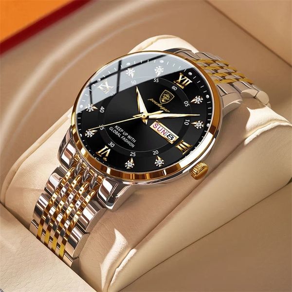 poedagar men watch stainless steel quailty luxury push button hidden clasp waterproof luminous date week sport wrist watches 220407, Slivery;brown
poedagar men watch stainless steel quailty luxury push button hidden clasp waterproof luminous date week sport wrist watches 220407, Slivery;brown