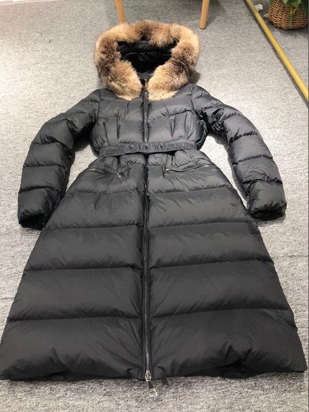 women big real fox fur hooded down coat x-long thick warm double zipper drawstring with belt slim jacket waterproof parkas black green color
women big real fox fur hooded down coat x-long thick warm double zipper drawstring with belt slim jacket waterproof parkas black green color