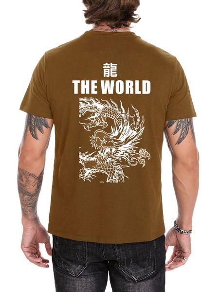 men chinese dragon & letter graphic tee x7ma#, White;black