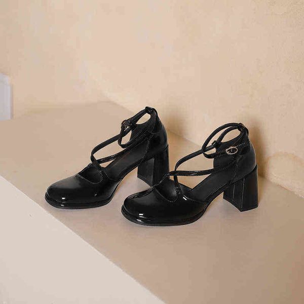 dress shoes mary jane sandals women fashion square toe small leather shoes cross belt high heels 220629, Black
dress shoes mary jane sandals women fashion square toe small leather shoes cross belt high heels 220629, Black