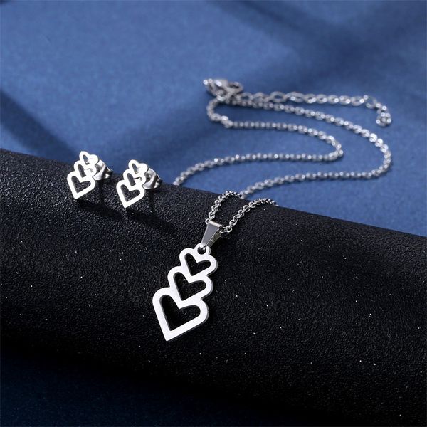 stainless steel fashion love necklace female niche design pendant earring set clavicle chain accessories gift jewelry for women, Silver
stainless steel fashion love necklace female niche design pendant earring set clavicle chain accessories gift jewelry for women, Silver