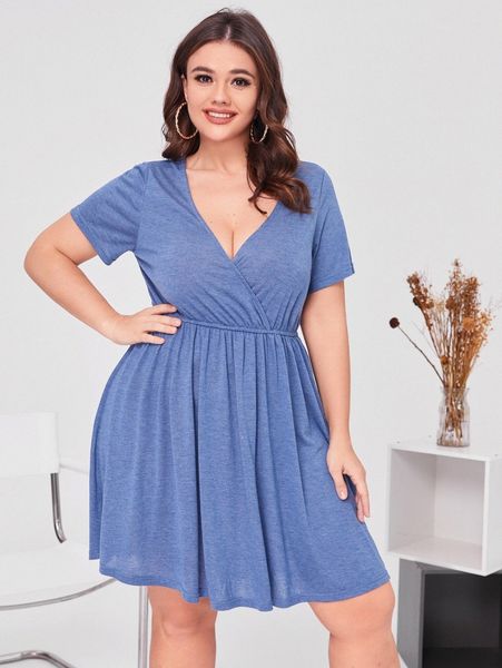 plus surplice neck dress z1b5#, Black 
plus surplice neck dress z1b5#, Black