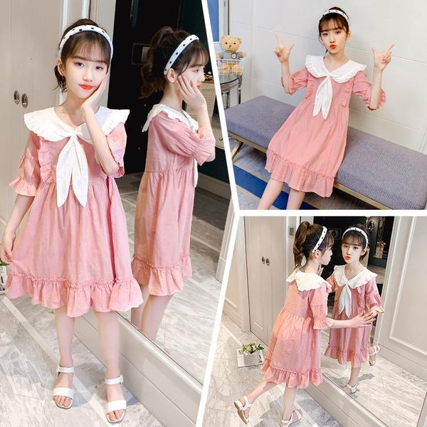 girl's dresses girls solid color loose cotton dress 2022 children's long dressgirls summer fashionable big kids navy collar, Red;yellow
girl's dresses girls solid color loose cotton dress 2022 children's long dressgirls summer fashionable big kids navy collar, Red;yellow