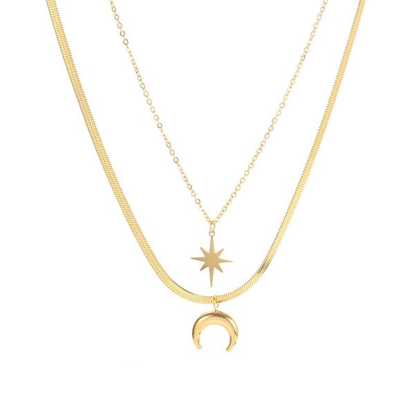 pendant necklaces 316l stainless steel fashion upscale jewelry 2 layer crescent moon star charms chain choker & pendants for women, Silver
pendant necklaces 316l stainless steel fashion upscale jewelry 2 layer crescent moon star charms chain choker & pendants for women, Silver