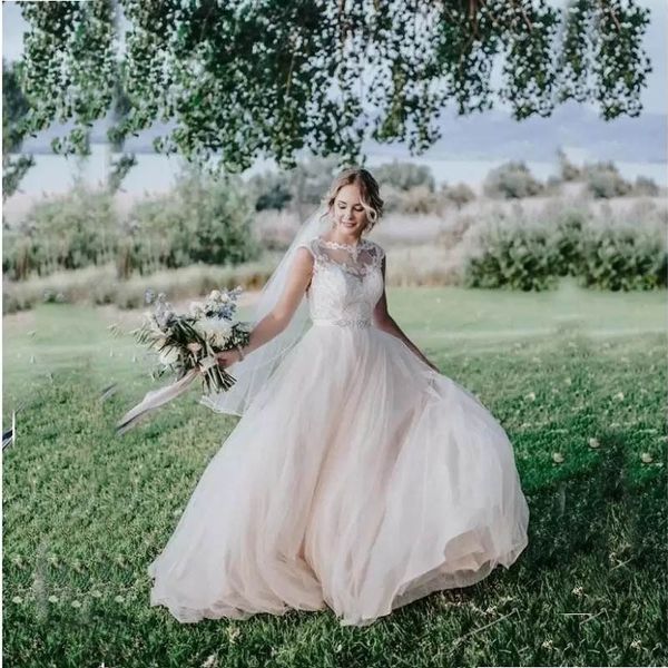 modern sheer neck wedding gowns a line train bridal dresses pregnant elegant garden wedding for womens, White
modern sheer neck wedding gowns a line train bridal dresses pregnant elegant garden wedding for womens, White