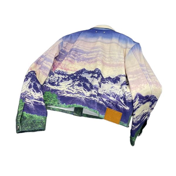 french style men's women's denim jacket designers snow mountain scenery painting denim oversized coat trendy luxury letters leathe, Black;brown
french style men's women's denim jacket designers snow mountain scenery painting denim oversized coat trendy luxury letters leathe, Black;brown