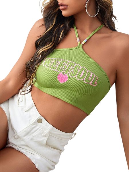 letter graphic halter t7js#, White