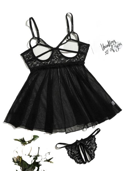 mesh contrast lace cut-out underwire slips & thong a2do#, Black;red
mesh contrast lace cut-out underwire slips & thong a2do#, Black;red