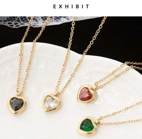 heart diamond necklace in stainless steel plated with 14k gold stylish simple emerald pendant necklace, Silver
heart diamond necklace in stainless steel plated with 14k gold stylish simple emerald pendant necklace, Silver