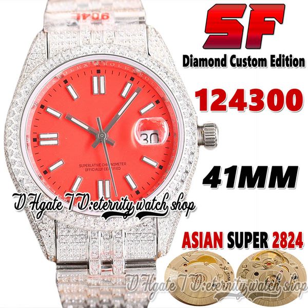 sf latest ew124300 a2824 automatic mens watch tw126333 jh114300 diamond inlay case red stick markers dial 904l steel iced out diamonds brace, Slivery;brown
sf latest ew124300 a2824 automatic mens watch tw126333 jh114300 diamond inlay case red stick markers dial 904l steel iced out diamonds brace, Slivery;brown