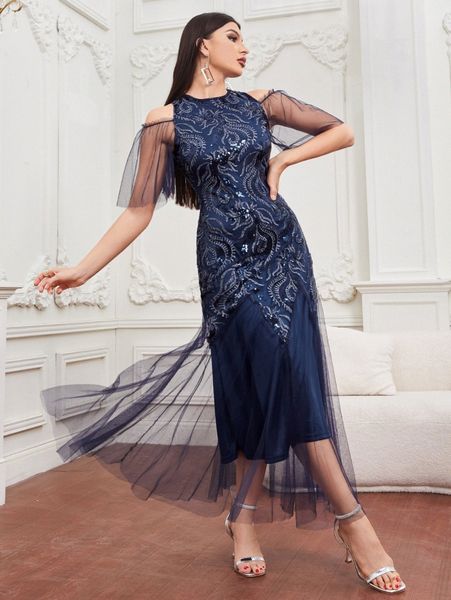 contrast sequin cut out shoulder prom dress v301#, Black;gray
contrast sequin cut out shoulder prom dress v301#, Black;gray