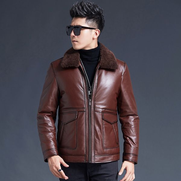 winter leather down jacket short coat real fur collar genuine cowhide jackets thick warm outerwear overcoat slim fit zipper 4xl plus size, Black
winter leather down jacket short coat real fur collar genuine cowhide jackets thick warm outerwear overcoat slim fit zipper 4xl plus size, Black