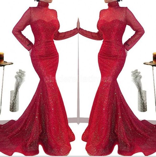 2022 red lace mermaid evening dresses saudi arabic africa high neck sheer long sleeves evening gowns long sequined prom dress bc5547, Black;red
2022 red lace mermaid evening dresses saudi arabic africa high neck sheer long sleeves evening gowns long sequined prom dress bc5547, Black;red