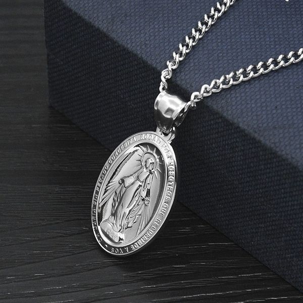 new vintage religious virgin mary tag men's and women's titanium steel pendant punk necklace hip hop accessories, Silver
new vintage religious virgin mary tag men's and women's titanium steel pendant punk necklace hip hop accessories, Silver