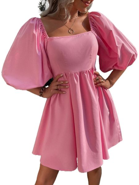 puff sleeve square neck dress u0m6#, Black;gray
puff sleeve square neck dress u0m6#, Black;gray