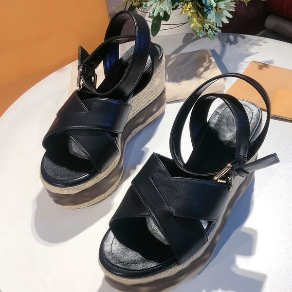 fashion designer women starboard wedge sandal natural erforated braided classic espadrilles leather 9.5 cm high heels beach sandal with box, Black
fashion designer women starboard wedge sandal natural erforated braided classic espadrilles leather 9.5 cm high heels beach sandal with box, Black