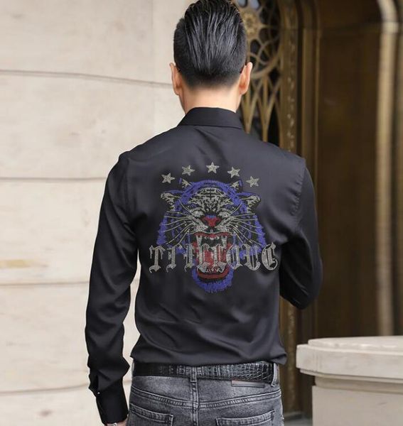 new long sleeve shirt light luxury autumn rhinestone fashion handsome classical 3xl, White;black
new long sleeve shirt light luxury autumn rhinestone fashion handsome classical 3xl, White;black