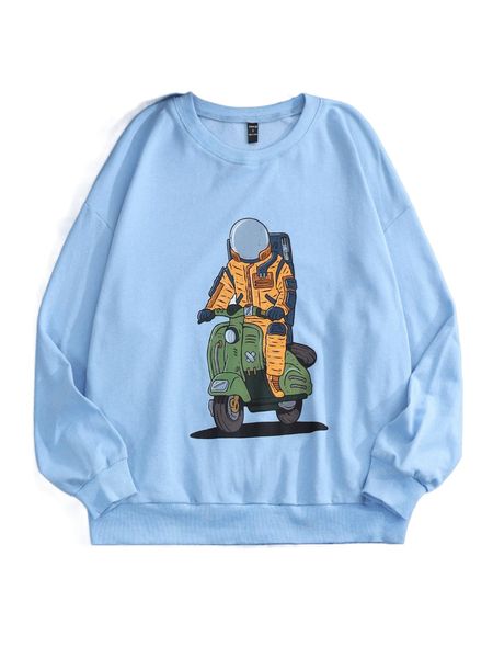 x movinkgraphic drop shoulder graphic pattern pullover g0zx#, Black 
x movinkgraphic drop shoulder graphic pattern pullover g0zx#, Black