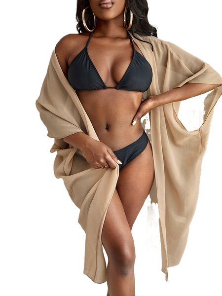 plain belted sheer kimono b8sr#, White;black
plain belted sheer kimono b8sr#, White;black