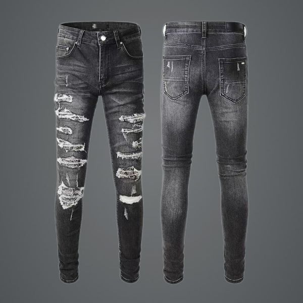 amirs black jeans with white stitching high elastics distressed ripped trouser fashion brand luxury hip hop denim pant for man business work, Blue
amirs black jeans with white stitching high elastics distressed ripped trouser fashion brand luxury hip hop denim pant for man business work, Blue