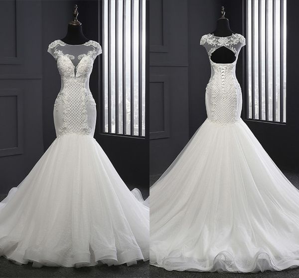 amazoning short cap sleeve mermaid wedding dresses 2022 lace applique beads sequins boat neckline lace-up court train plus size bridal dress, White
amazoning short cap sleeve mermaid wedding dresses 2022 lace applique beads sequins boat neckline lace-up court train plus size bridal dress, White