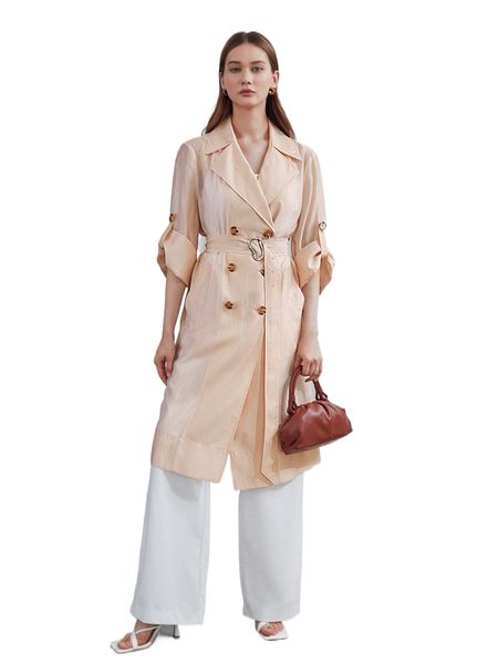 motf premium lyocell belted trench coat b4xs#, Tan;black
