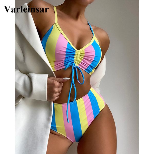 colorful striped lace up female swimsuit high waist bikini women swimwear two-pieces bikini set bather bathing suit swim v2976, White;black
colorful striped lace up female swimsuit high waist bikini women swimwear two-pieces bikini set bather bathing suit swim v2976, White;black
