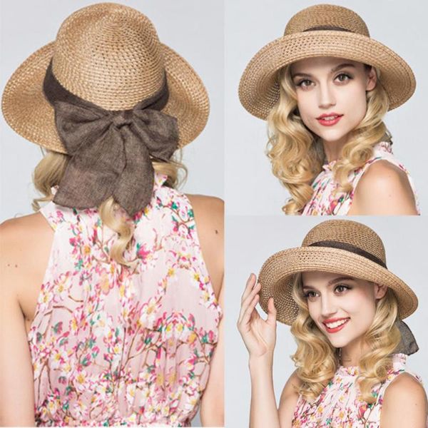 wide brim hats women's summer sun hat sunscreen bow foldable solid color straw casual fashion beach chapeau femme, Blue;gray
wide brim hats women's summer sun hat sunscreen bow foldable solid color straw casual fashion beach chapeau femme, Blue;gray