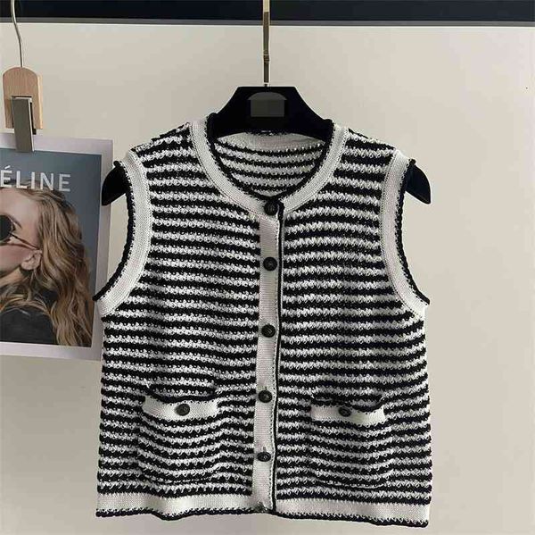 women's vests xiaoxiangjia 22 spring and summer striped woven double pocket knitted cardigan vest round neck sleeveless jacket female 2, Black;white
women's vests xiaoxiangjia 22 spring and summer striped woven double pocket knitted cardigan vest round neck sleeveless jacket female 2, Black;white