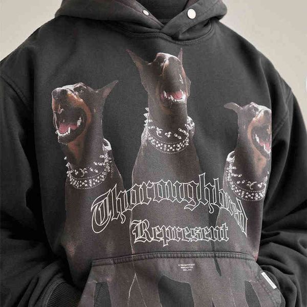 hellhound present print vintage wash hoodie high street trendy loose couple men, Black
hellhound present print vintage wash hoodie high street trendy loose couple men, Black
