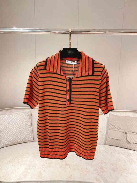 women's knits & tees early spring 2022 color striped knitwear embroidery temperament loose short sleeve half open chest polo women', White
women's knits & tees early spring 2022 color striped knitwear embroidery temperament loose short sleeve half open chest polo women', White
