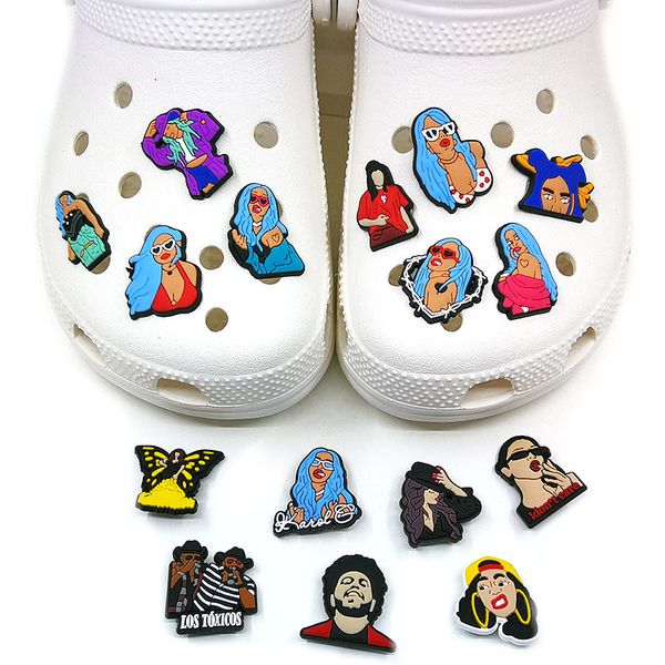 moq 100pcs super star karol g character pattern croc charms 2d soft plastic shoe buckles cartoon shoe accessories decorations fit sandals fa, White;pink
moq 100pcs super star karol g character pattern croc charms 2d soft plastic shoe buckles cartoon shoe accessories decorations fit sandals fa, White;pink