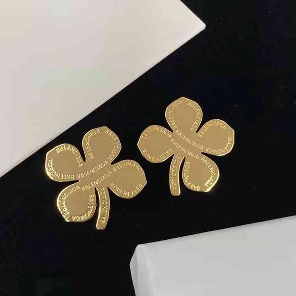 fine jewellery ornament charm earring paris clover letter brass earrings 925 silver needle earrings female, Golden 
fine jewellery ornament charm earring paris clover letter brass earrings 925 silver needle earrings female, Golden