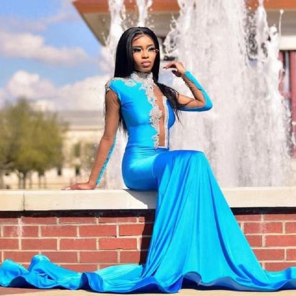 sky blue mermaid prom dresses african girl satin beading high neck birthday party gowns evening party dress robe de soirée femme, Black
sky blue mermaid prom dresses african girl satin beading high neck birthday party gowns evening party dress robe de soirée femme, Black