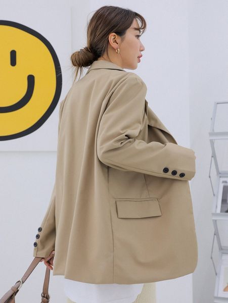 dazy flap detail single button lapel neck blazer 29f6#, White
