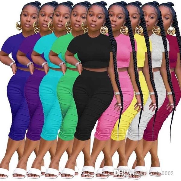 summer women two piece pants outfits designer solid color tracksuits short sleeve t-shirt pleated leggings sport suit, White
summer women two piece pants outfits designer solid color tracksuits short sleeve t-shirt pleated leggings sport suit, White