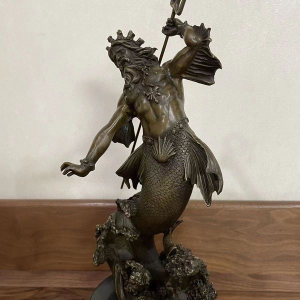 31cm bronze poseidon sculpture mythology neptune statue ancient greek god of the sea figurine for home office decor ornament, Silver
31cm bronze poseidon sculpture mythology neptune statue ancient greek god of the sea figurine for home office decor ornament, Silver