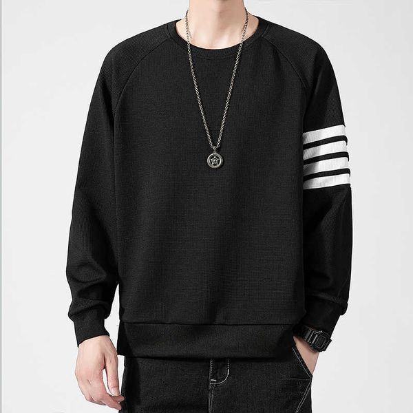 men's waffle fleece sweater autumn and winter tide brand casual round neck pullover headdress stripe tb long sleeve t-shirt men, White;black
men's waffle fleece sweater autumn and winter tide brand casual round neck pullover headdress stripe tb long sleeve t-shirt men, White;black