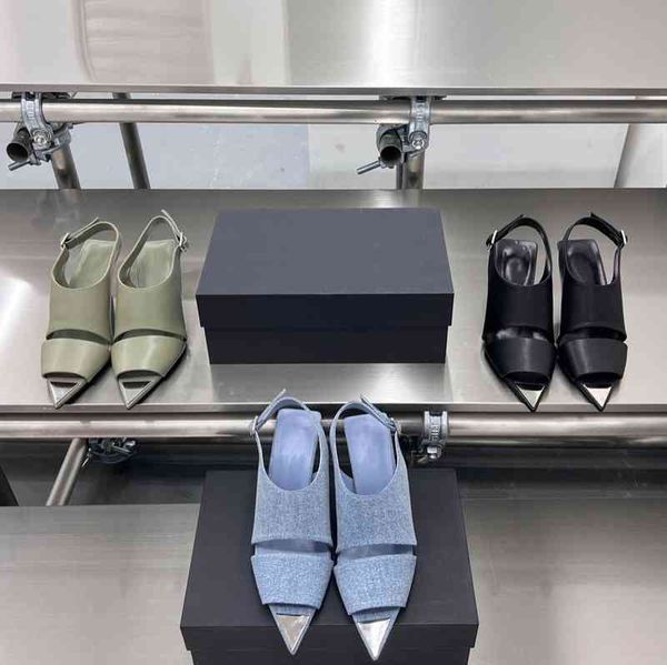 dress shoes gaoding summer niche denim high-heeled sandals women's thin heel pointed toe exposed back strap shoes, Black
dress shoes gaoding summer niche denim high-heeled sandals women's thin heel pointed toe exposed back strap shoes, Black