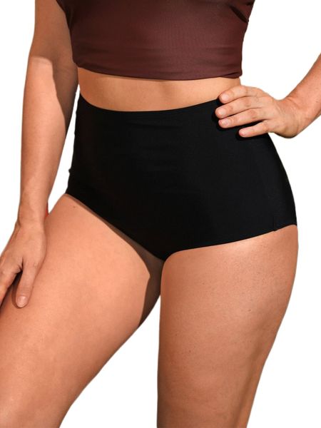 high waist bikini bottom m0df#, White;black