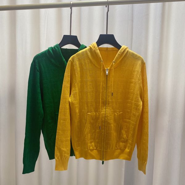 710 2022 autumn brand same style sweater long sleeve hooded cardigan yellow green dl, White;black
710 2022 autumn brand same style sweater long sleeve hooded cardigan yellow green dl, White;black