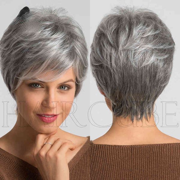 nxy wigs headgear women's silver white band bangs human hair short wig headgear 220530, Black
nxy wigs headgear women's silver white band bangs human hair short wig headgear 220530, Black